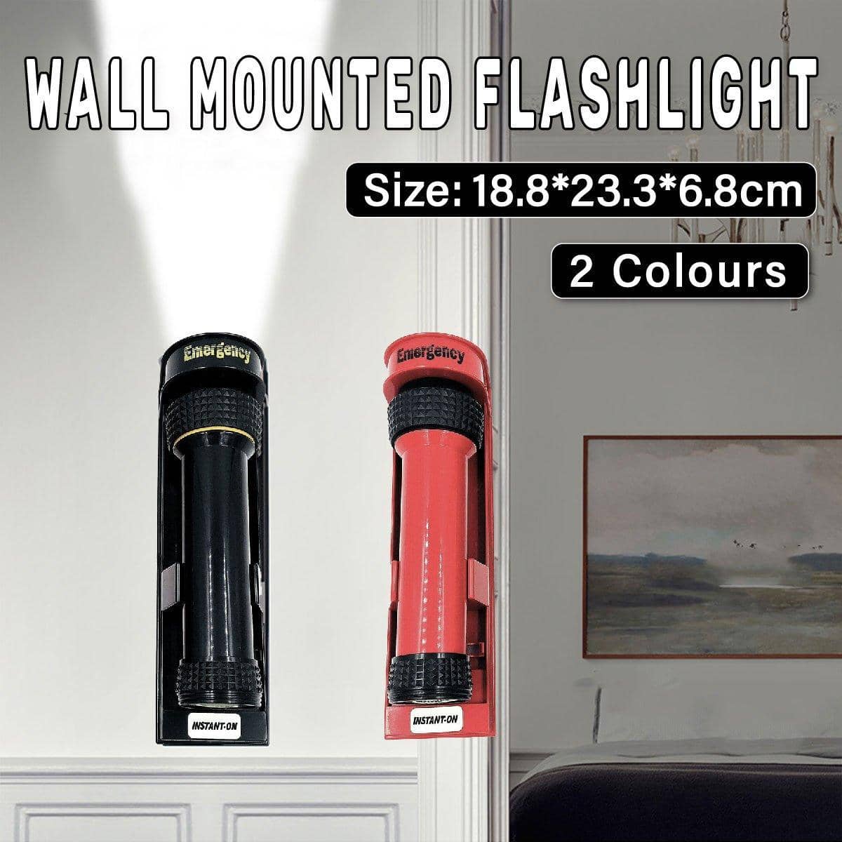 Wall Mounted LED Emergency Flashlight with Wall Base - Red - view 2
