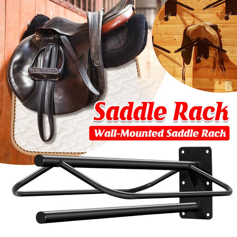 Wall Mounted Saddle Rack with Double Saddle Pad Storage