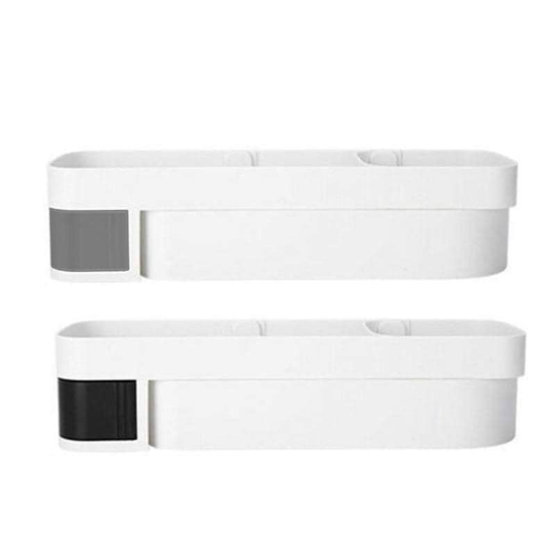 Wall-Mounted Shower Caddy Shelf with Hooks and Drain Base - White and Black - view 3