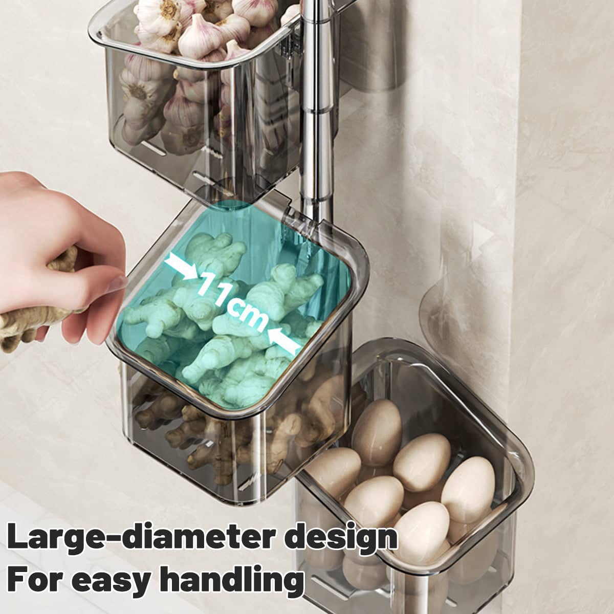 Wall Mounted Spice Storage Box Set of 3 with 180 Degree Rotating Containers - view 4