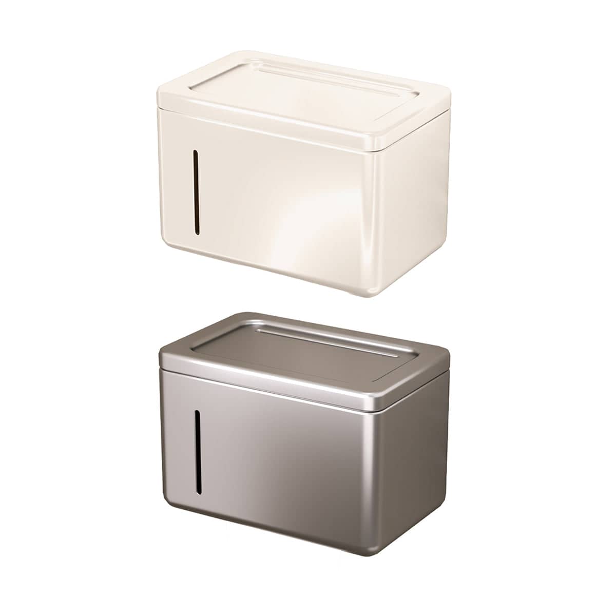 Wall-Mounted Toilet Roll Holder with Lid - Grey - view 3