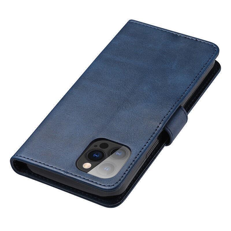 Wallet Phone Case in Blue Faux Leather - For iPhone 14 Plus - view 3