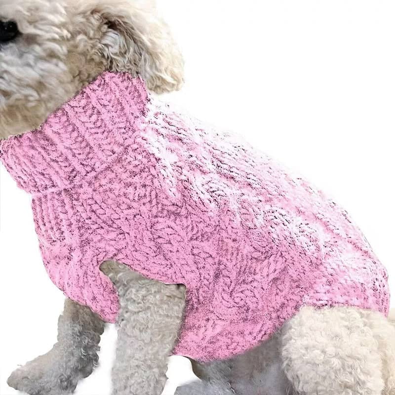 Warm Knitted Dog Jumper for Small Dogs - Light Pink, Size S (Chest 26 cm, Back 26 cm)