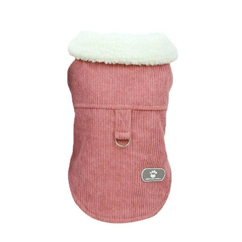 Warm Windproof Dog Jumper Puppy Winter Coat with Corduroy Look - Size S (Neck 23 cm, Chest 32 cm)