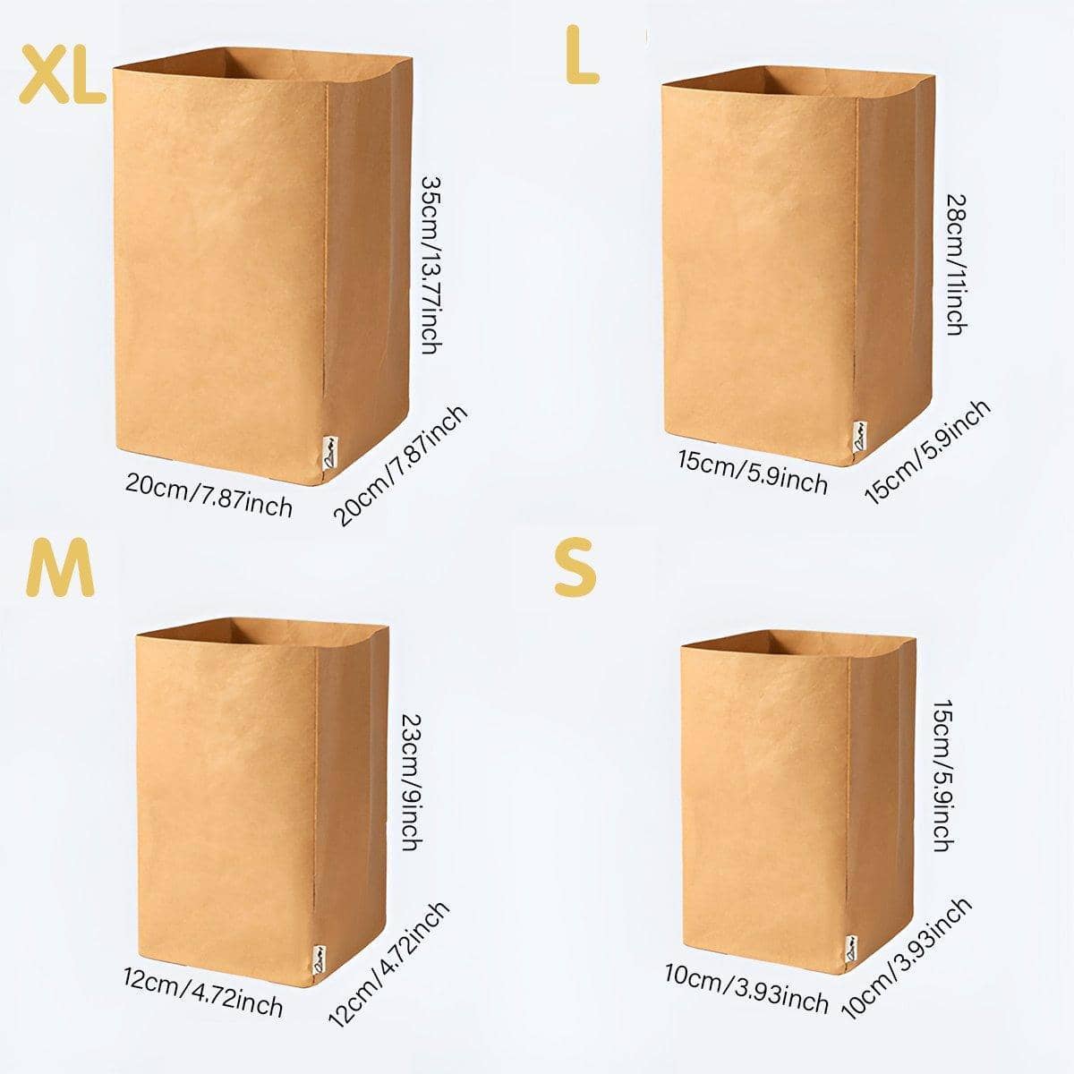 Washable Kraft Paper Storage Bags - Small Round, 10 x 15 cm, 3 Pack - view 5