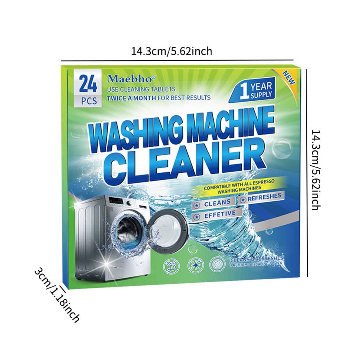 Washing Machine Cleaner Effervescent Tablets, Pack of 24 - view 3