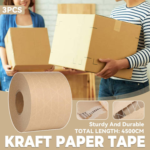 Water Activated Kraft Paper Tape 6 cm Wide, Pack of 3 Rolls