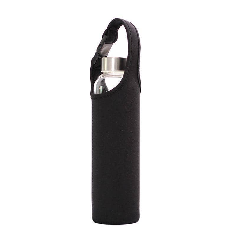 Water Bottle Holder, Neoprene Insulated Carrier with Strap - Black, 450 ml