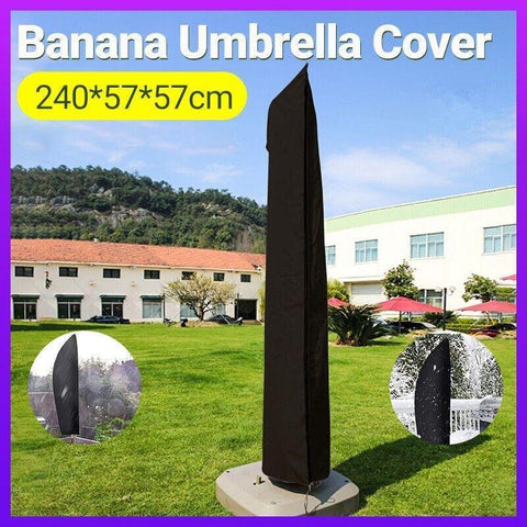 Waterproof Banana Umbrella Cover for Cantilever Parasols, 210D Oxford Cloth, 240 x 57 x 57 cm - Black