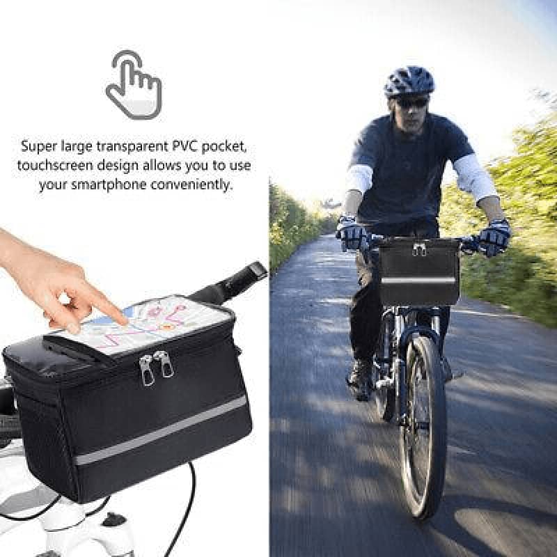Waterproof Bicycle Handlebar Bag with Touchscreen Phone Pocket, Black - view 5