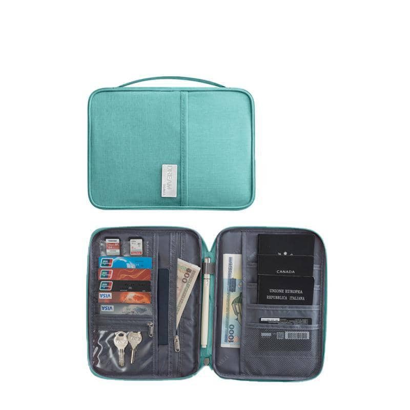 Waterproof Canvas Passport Holder, RFID Travel Wallet - Teal