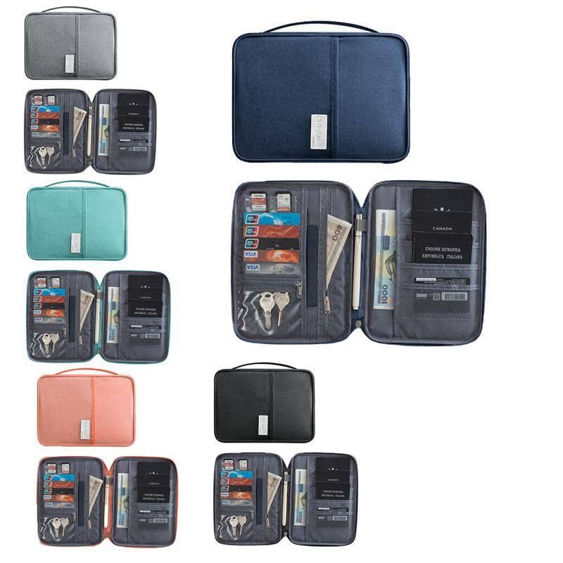 Waterproof Canvas Passport Holder, RFID Travel Wallet - Teal - view 3