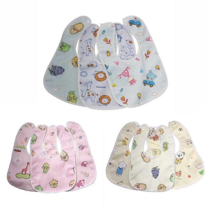 Waterproof Cotton Baby Bibs, Pack of 3 with Cute Prints - Pink - view 3