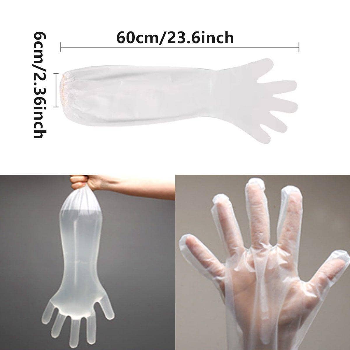 Waterproof Extended Arm Cleaning Gloves 60 cm, Pack of 50 - view 3