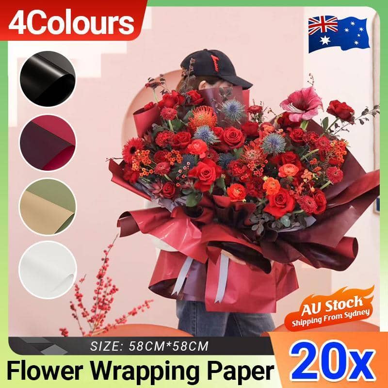 Waterproof Flower Wrapping Paper 58 x 58 cm, Pack of 20 - White - view 2