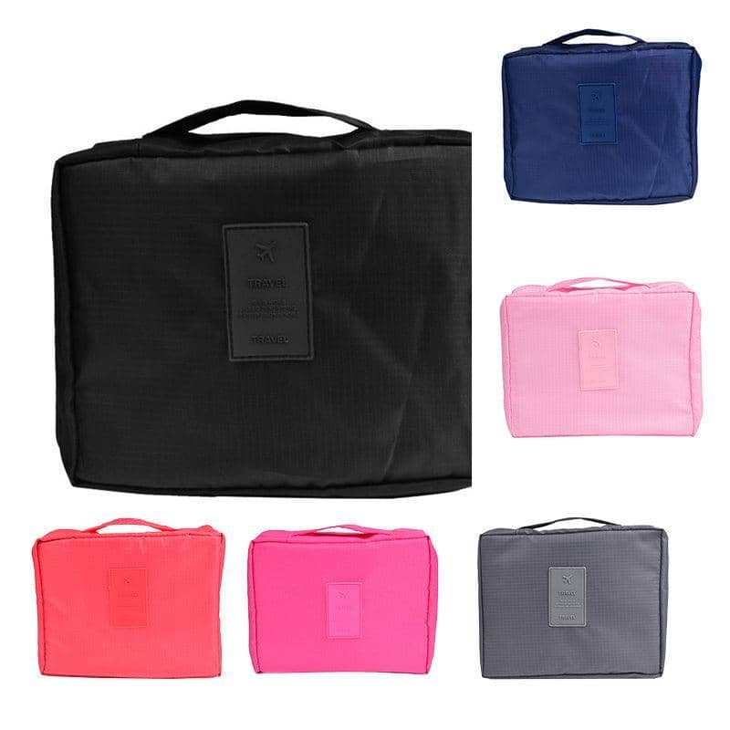 Waterproof Folding Travel Makeup Bag with Hanging Hook - Coral Pink - view 3