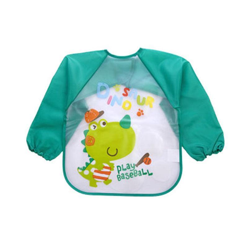 Waterproof Long Sleeve Smock for Toddlers - Green with Dinosaur Print