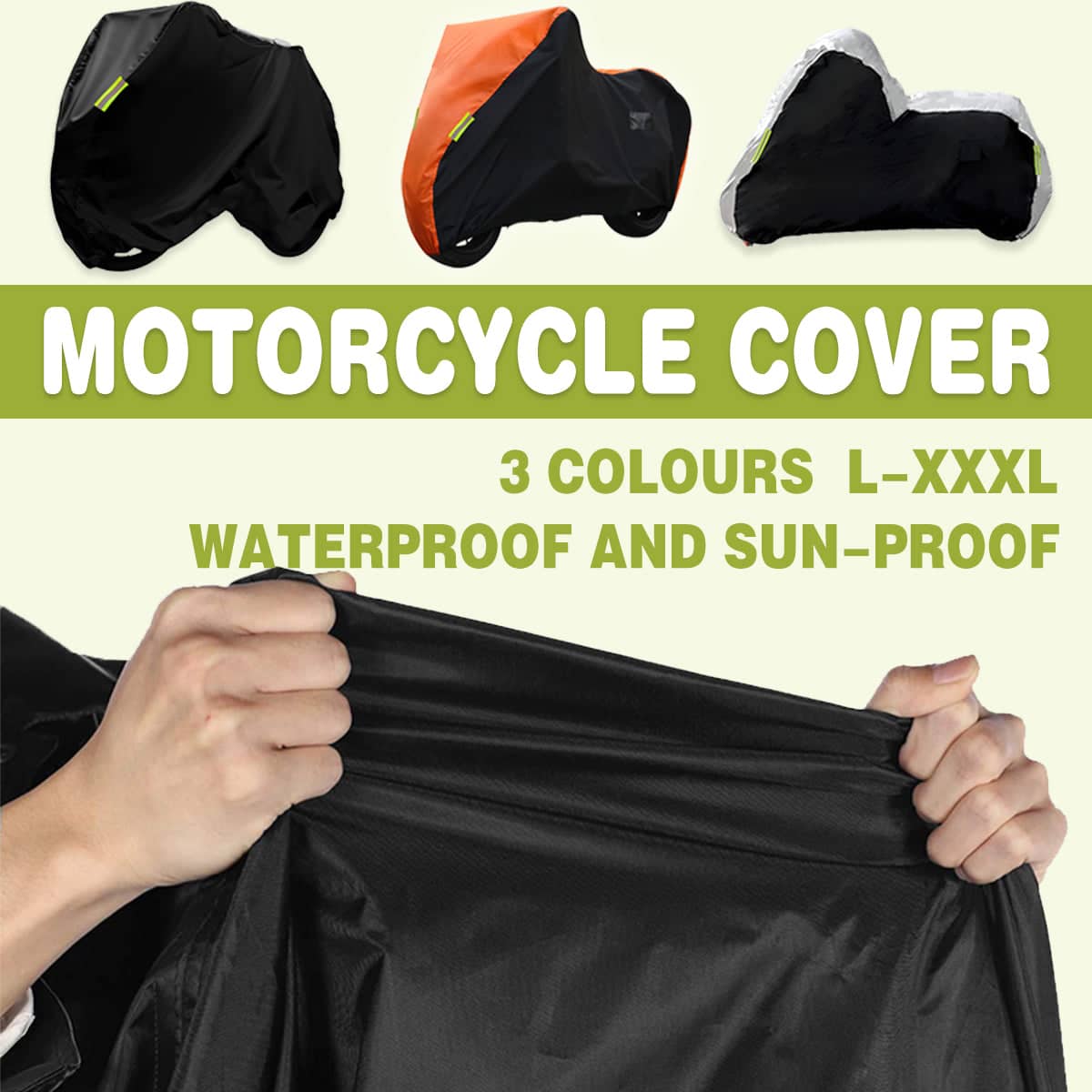 Waterproof Motorcycle Cover - Black and Silver, XXL (245 cm Long) - view 2