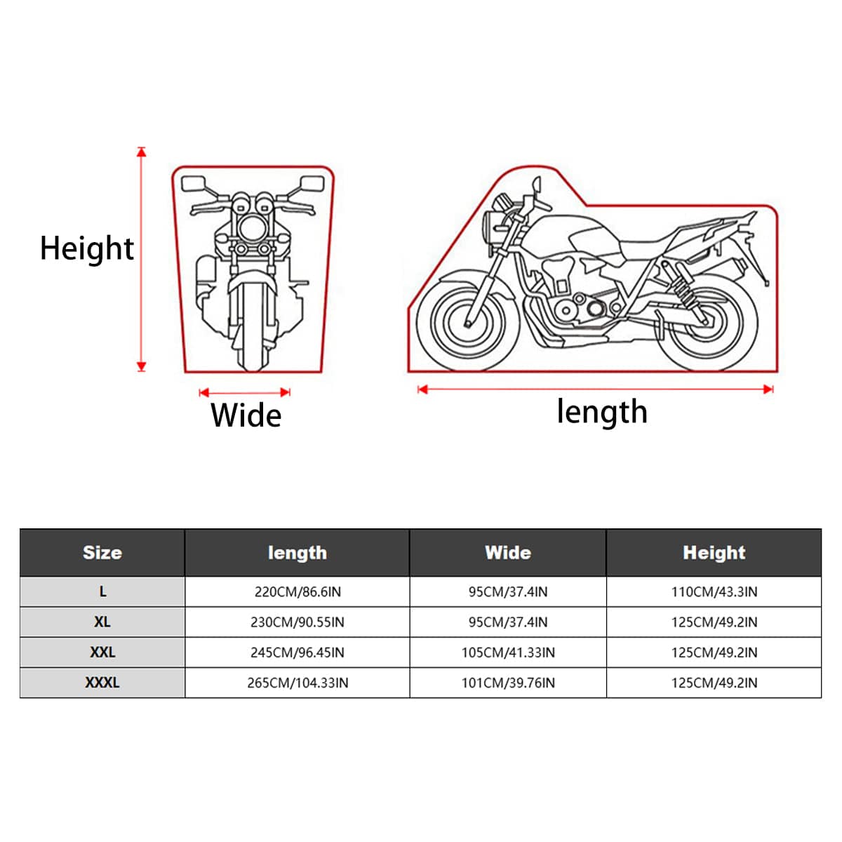 Waterproof Motorcycle Cover - Black and Silver, XXL (245 cm Long) - view 4