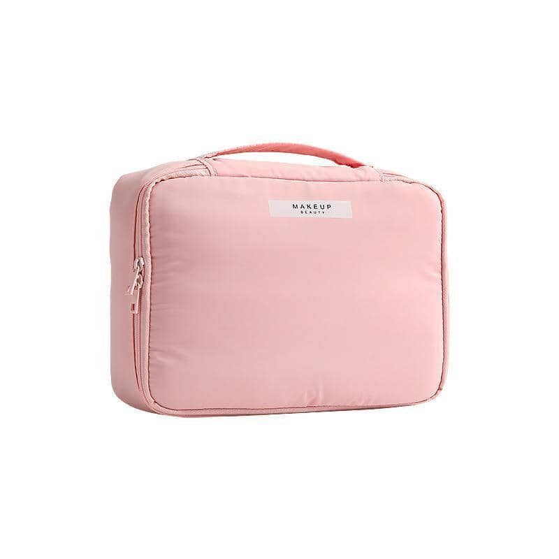 Waterproof Nylon Travel Cosmetic Bag, Large 23 x 8 x 16.8 cm - Pink