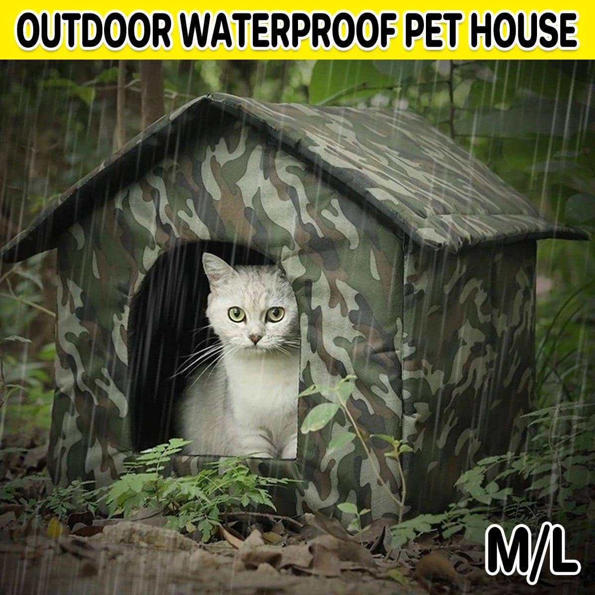 Waterproof Outdoor Cat and Small Dog House, Camouflage - Medium (40 x 35 x 40 cm) - view 2