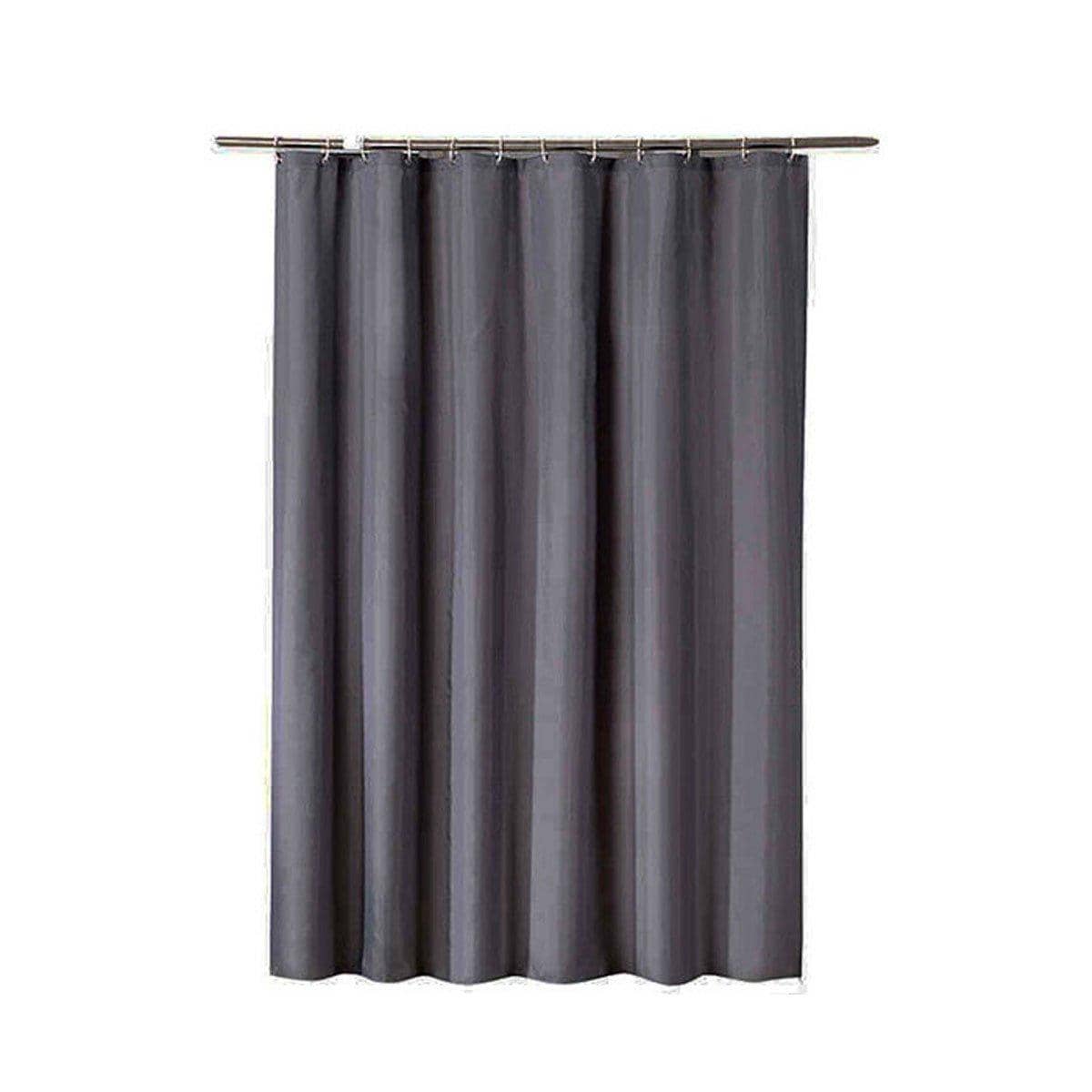 Waterproof Polyester Shower Curtain with 12 Hooks, 180 x 200 cm - Grey