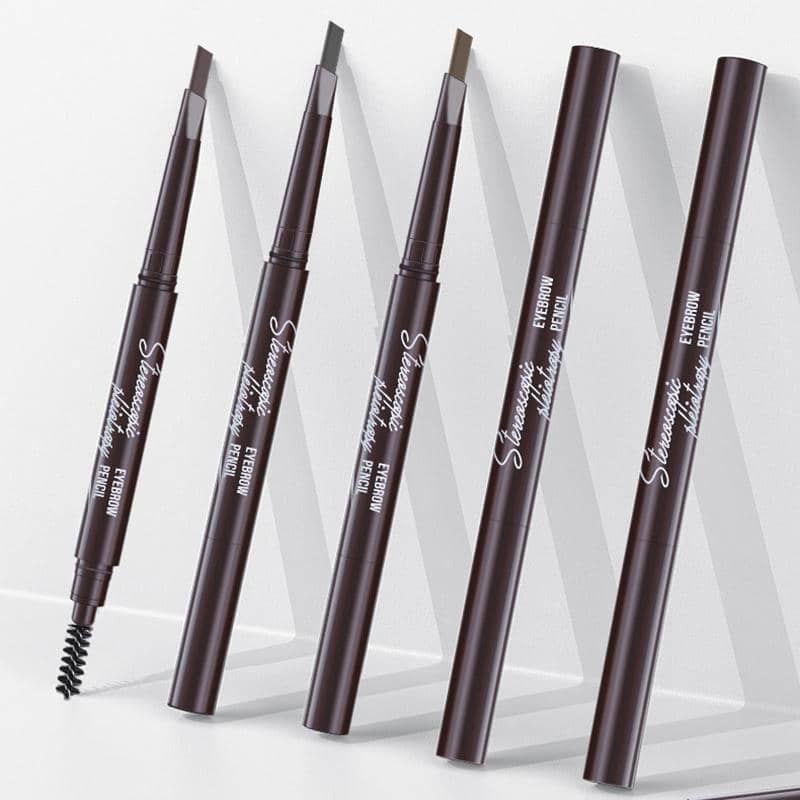 Waterproof Retractable Eyebrow Pencil with Slant Tip and Brush - Black - view 5
