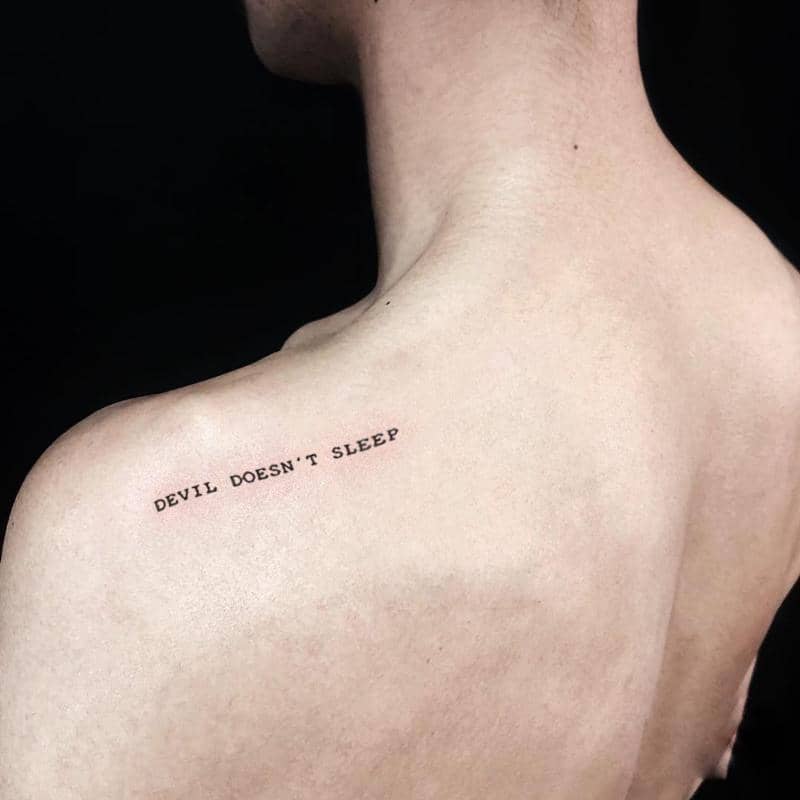 Waterproof Temporary Tattoo Sticker - Devil Doesn't Sleep Lettering - view 4