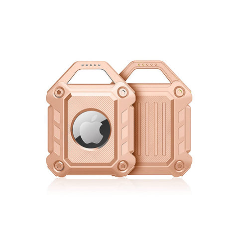 Waterproof TPU Protective Case for AirTag with Key Ring - Rose Gold Pink