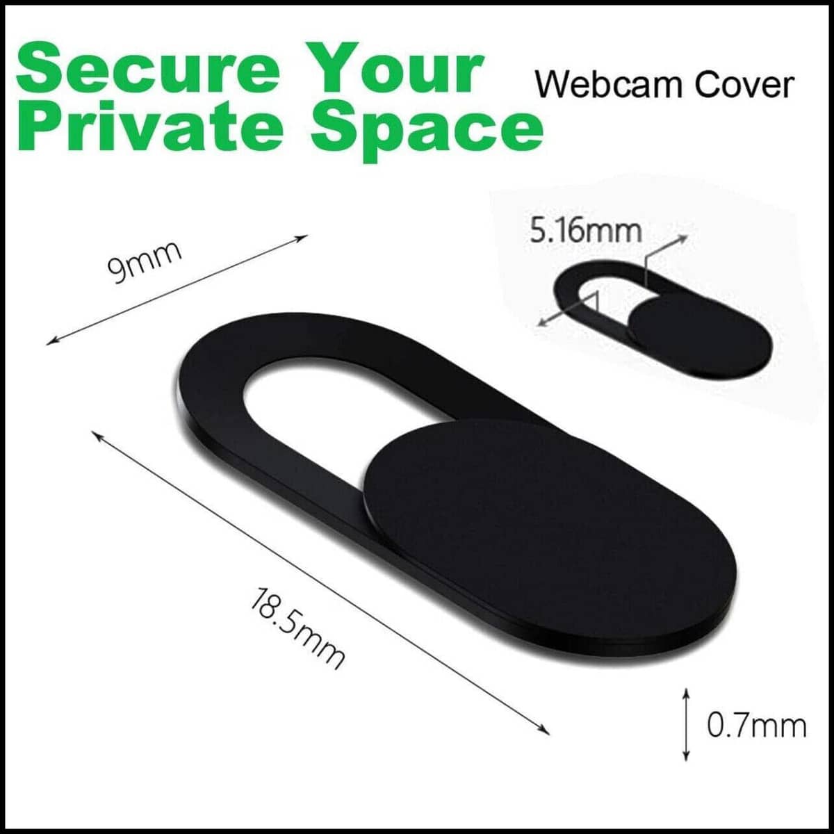 Webcam Cover Slide for Laptop Camera - Ultra Thin Privacy Protection, Black, Pack of 3 - view 3
