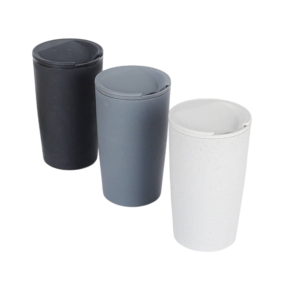 Wheat Straw Coffee Cups with Lids for Cold Drinks, Pack of 30, Black, Grey and White - view 2