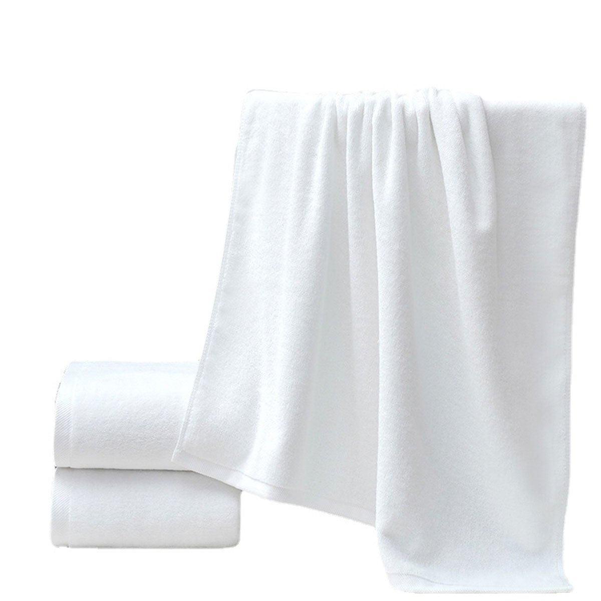 White Cotton Bath Towels, Pack of 6 - 80 x 160 cm, Plain Design