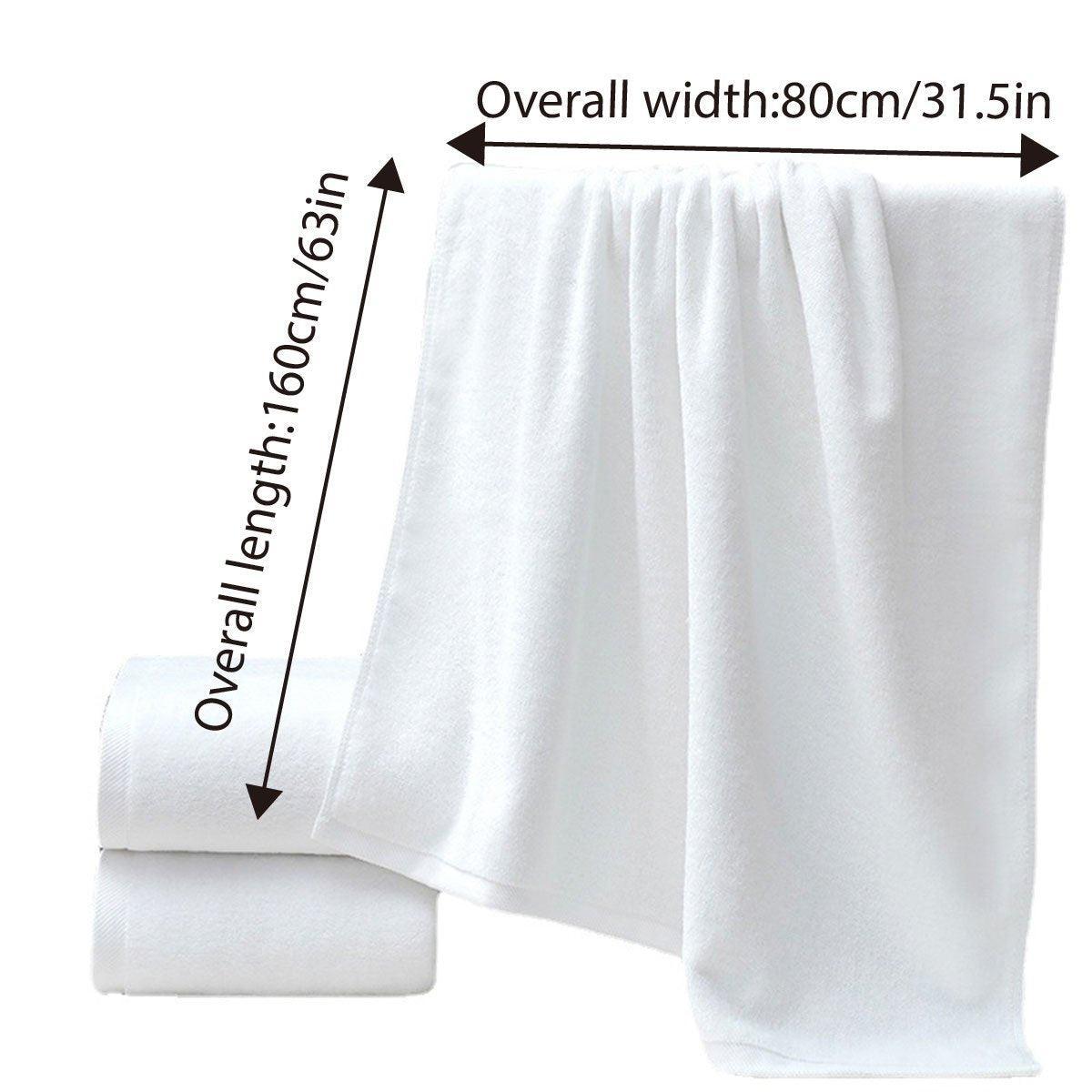 White Cotton Bath Towels, Pack of 6 - 80 x 160 cm, Plain Design - view 5