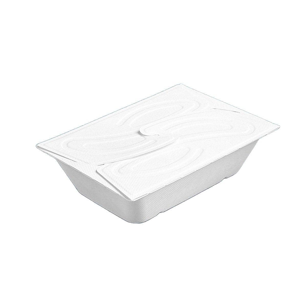 White Pulp Salad Boxes with Lid, Pack of 50 - 850 ml