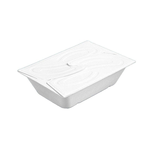 White Pulp Salad Boxes with Lid, Pack of 50 - 850 ml