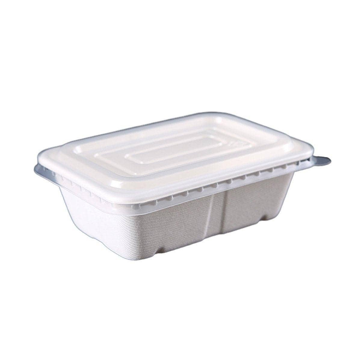White Square Disposable Lunch Boxes, Pack of 50 - 750 ml, Clear PP Lid