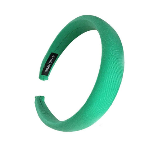 Wide Padded Fabric Headband - Green