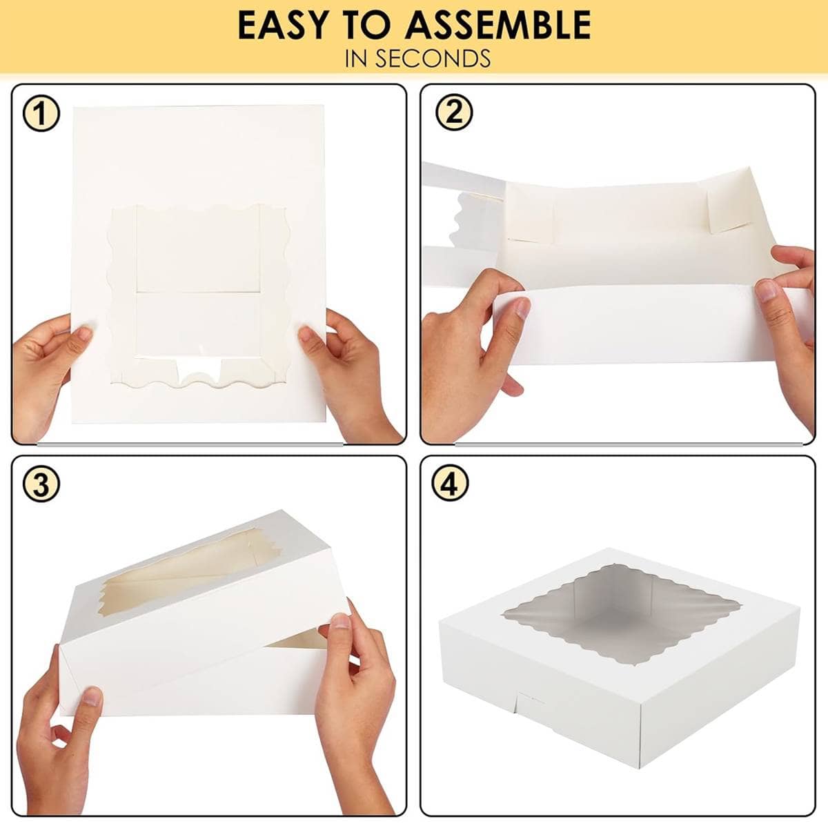 Window Cupcake Dessert Packaging Box - Pack of 30, 20.3 x 20.3 x 6.4 cm - White - view 5