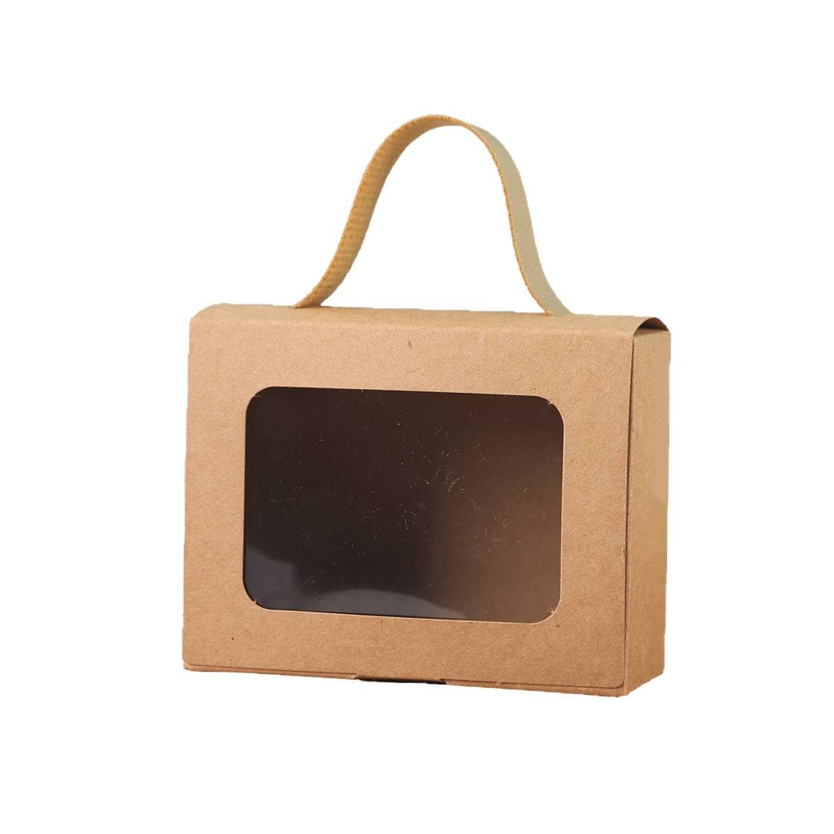 Window Gift Boxes with Handle, Pack of 25 - Kraft Brown