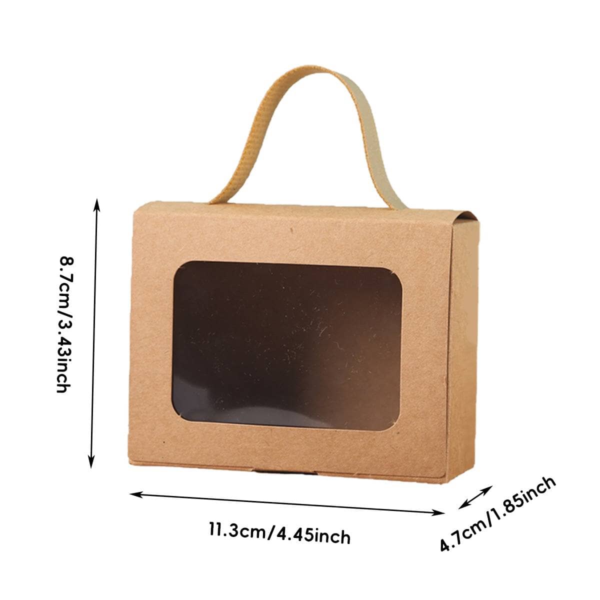 Window Gift Boxes with Handle, Pack of 25 - Kraft Brown - view 4