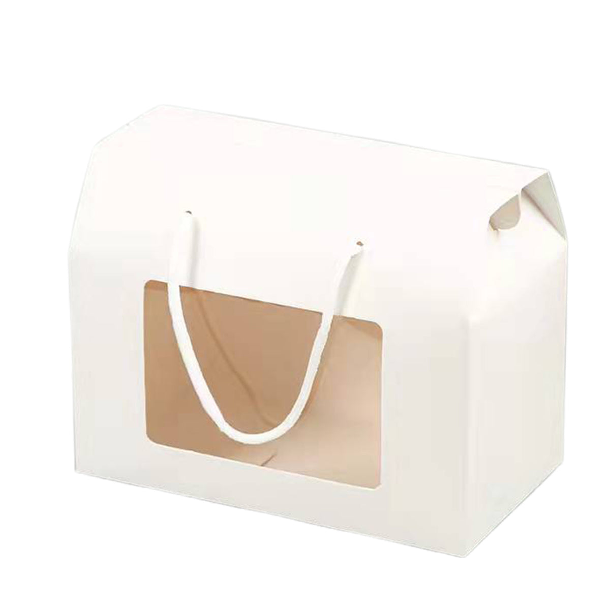 Window Gift Boxes with Handles, Pack of 20 - White, Large (20 x 11 x 15 cm)