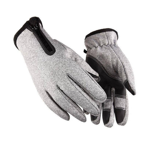 Windproof Touch Screen Thermal Gloves - Grey, Large (Palm Width 10 cm, Palm Circumference 18-20 cm)