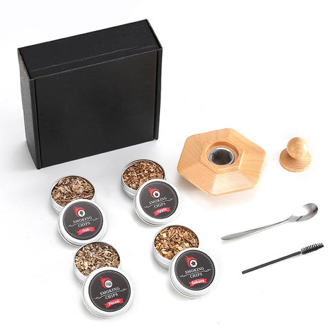 Wine and Whiskey Smoker Kit with Wood Chips for Cocktails and Home Bar - Hexagon