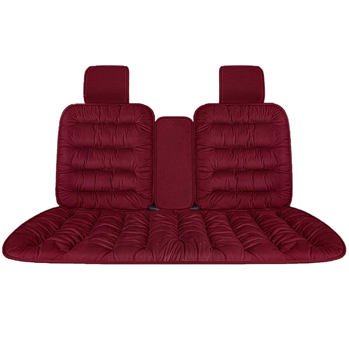 Winter Thick Warm Plush Car Seat Cover with Backrest Universal Fit for Rear Row - Red