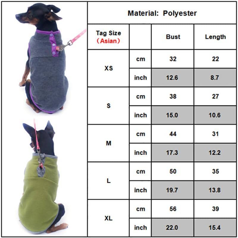 Winter Warm Fleece Dog Jumper Vest - Blue with Red Trim, XL (Bust 56 cm, Length 39 cm) - view 4