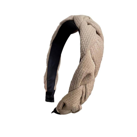 Women's Braided Plait Headband with Stretchy Fit - Beige