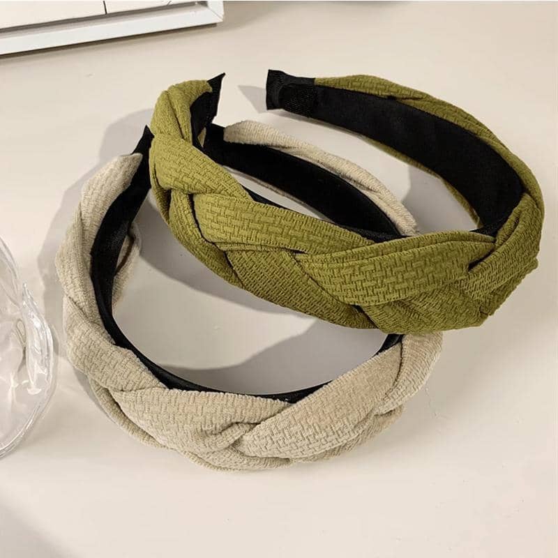 Women's Braided Plait Headband with Stretchy Fit - Coffee Brown - view 4
