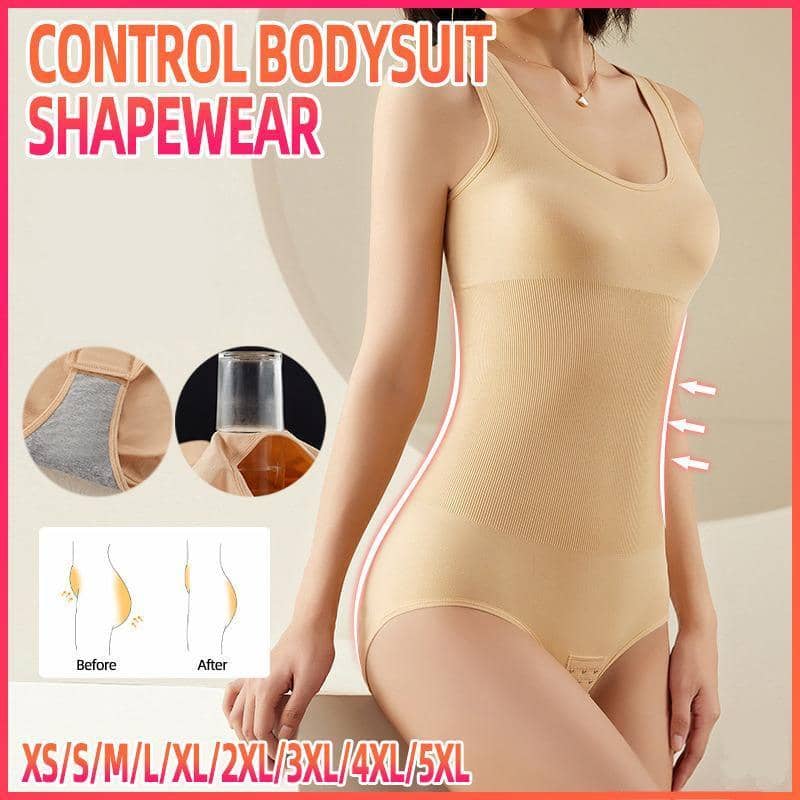 Women's Full Body Shapewear Seamless Tummy Control Bodysuit - Beige, Size M/L - view 2