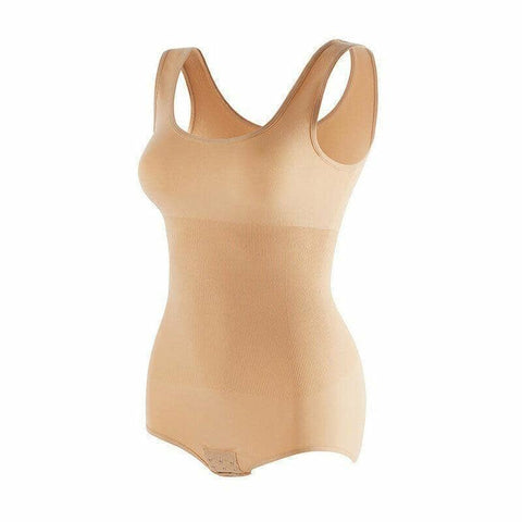 Women's Full Body Shapewear Seamless Tummy Control Bodysuit - Beige, Size XL/XXL