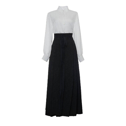 Women's Hanfu Two-Piece Set with Long Skirt - Size S (Bust 98 cm)